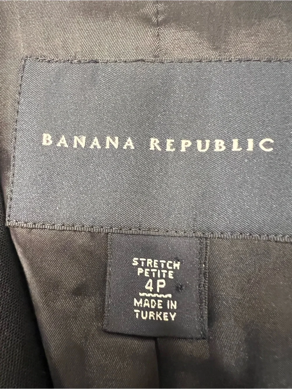 Banana Republic Stretch Petite Blazer Jacket Black 4P Notch Lapel Three-Button - Picture 5 of 11